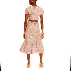 J Crew Liberty Print Midi Dress With Cut Out Back Cotton Size 0